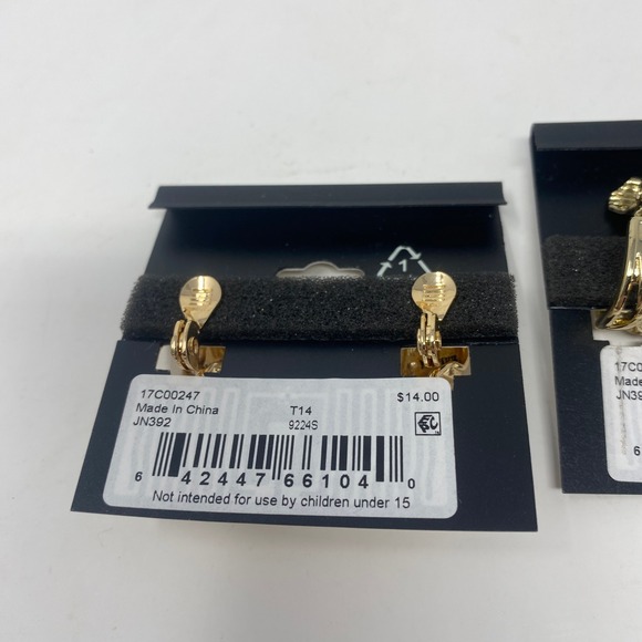 Napier Gold Tone Clip-On Earrings Lot of 2 Pairs Fashion Jewelry E-Z Comfort - Picture 5 of 5